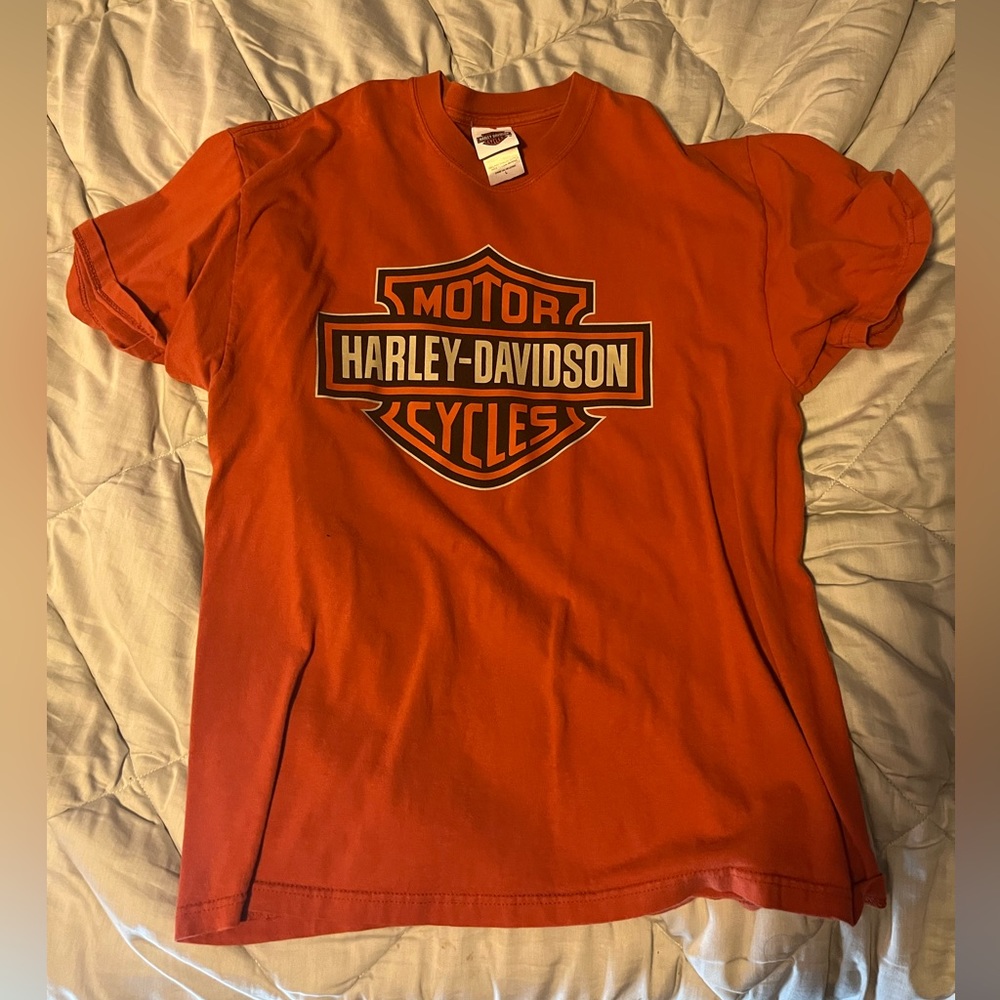 Orange Harley Davidson t shirt size Large